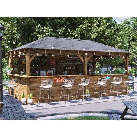 Garden Bar Wooden Outdoor Pub Shed Gazebo Kiosk Counter Heavy Duty Pressure Treated Barzebo 6m x 3m Leviathan (1/5)