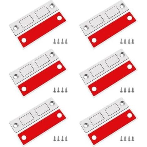 Lot de 6 Loquets Magnétiques Ultra Minces 16 x 65 mm Aimant Puissant pour Fermeture Armoire Tiroir Coulissant et Meuble de Cuisine (1/5)