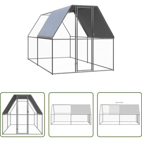 vidaXL Volière - Poulailler d'extérieur 2x4x2 m Acier galvanisé