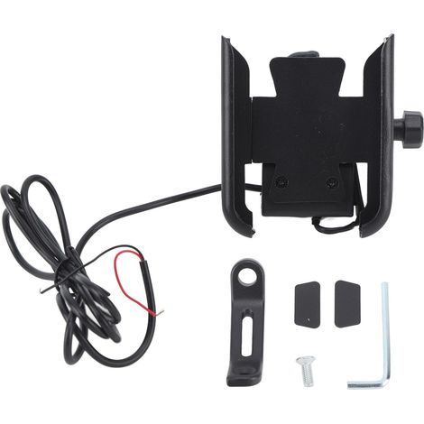 Support téléphone universel pour moto et scooter avec rotation 360°, support de montage pour 4‑6,5 pouces et chargeur 12V