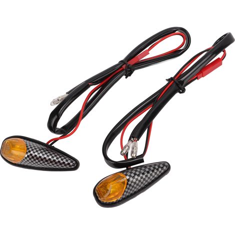 Paar universelle 12V-Seitenmarkierungsleuchten im Carbon-Look für Motorräder, passend für Sportmotorräder und Roller (1/5)
