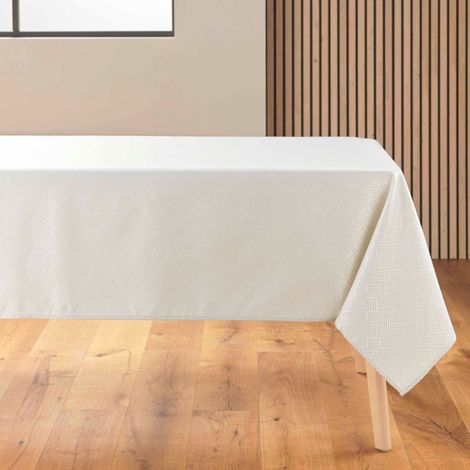 Nappe Jacquard Imprimé "Azuline" 140x250cm Naturel (1/4)