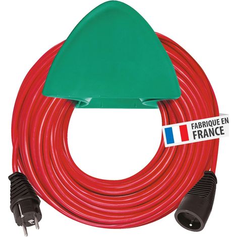 Rallonge électrique avec Support Mural 15m H05VV-F 3G1,5 Rouge (1/5)