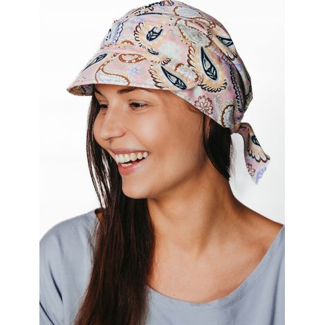 Turbante da donna Tess con visiera 433, una sciarpa arricciata, anche dopo la chemioterapia (1/5)