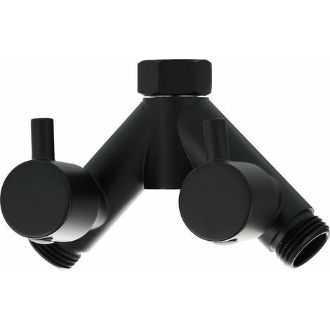 2-way shower diverter, black brass Y-shaped hand shower adapter (1/5)