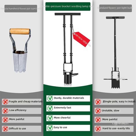 Outil de jardinage à long manche - multifonctionnel pour transplanter, creuser et semer (1/4)