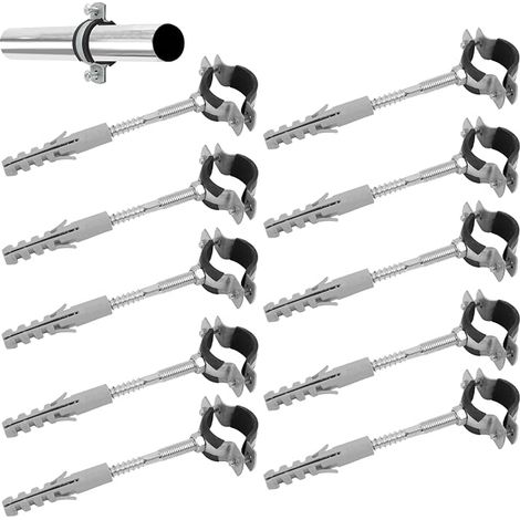 10 Colliers de Serrage Métalliques 32-40 mm avec Vis et Chevilles, Caoutchouc Antivibrations, Collier à vis pour Tubes avec Insonorisation, Supports de Tuyau avec Caoutchouc (32-40 mm 1") (1/5)