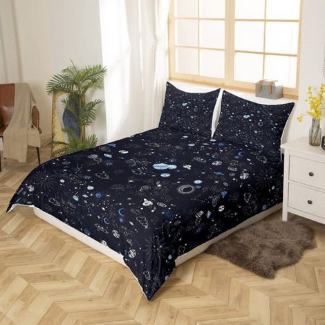 Housse De Couette - Cosmos - 140x200 cm - Fermeture Eclair - Microfibre - Parure Lit 3 Pièces (1/5)