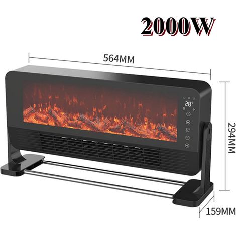 Cheminée Electrique avec Chauffage, télécommande, 2000W, 3 vitesses, affichage numérique, 220V, cheminée électrique murale (1/5)