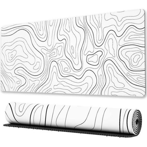 Tapis de Souris Gaming Blanc 80 x 30 x 0.3 cm avec Bords Cousus, Grand Format pour Bureau et Gamer (1/5)
