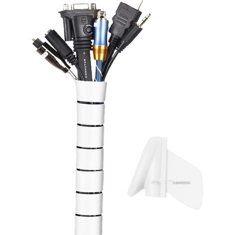 ZOLGINAH Cache Cable, 2m Gaine Souple Electrique Cable Management pour Ranger ou Cacher Les TV PC Câbles, Gestion des Câbles pour Maison et Bureau, 2m - ∅22mm, Blanc (1/4)