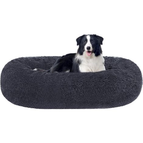 Hundebett orthopädisches rund Donut L 90 x B 90 x H 20 cm Dunkelgrau (1/5)