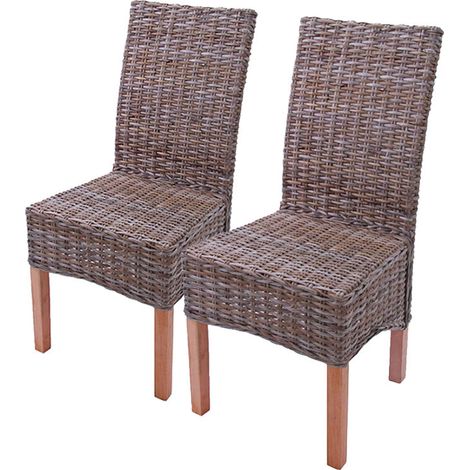 Lot de 2 chaises de salle à manger Kubu Rattan design rustique rotin marron 040000178