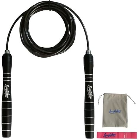 Corde à Sauter - Câble Acier 4 mm - Roulements 360° - Poignées en Alliage d'Aluminium - Réglable - Pour Entraînement Cardio Boxe MMA HIIT - 1 Pièce (1/3)