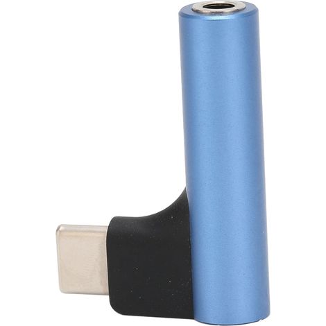 Adaptateur USB-C vers prise casque 3,5 mm avec micro stéréo HiFi et DAC auxiliaire Type C coudé (bleu) (1/5)