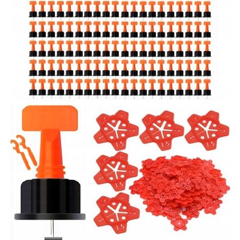Kit de nivellement de carrelage : 150 clips, 100 cales, 50 étoiles