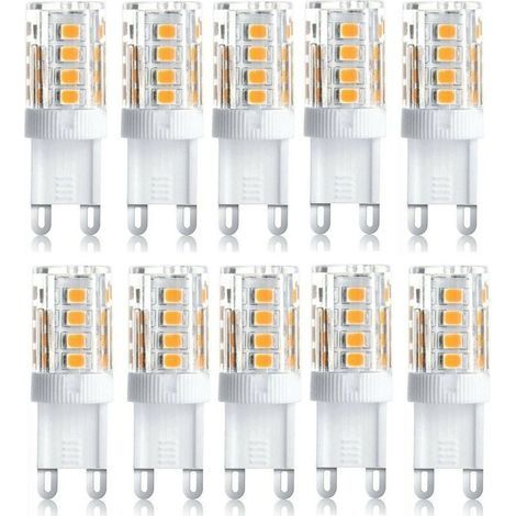 Lote de 10 proyectores LED, luz decorativa LED, bombilla LED G9, 5 W blanco cálido y frío, bombillas LED de bajo consumo, sustitución de halógenas, AC 230 V no regulable (1/4)