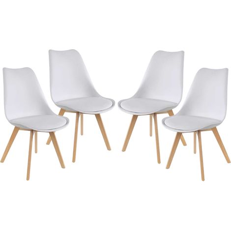 SEDIA IMBOTTITA STOCCOLMA CON GAMBE IN LEGNO 54X48X83 CM COLORE BIANCO (1/2)