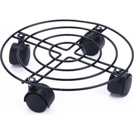 Support à roulettes pour Pot de Fleur ÉDITION Noire Ø 25 x 6 cm I Roule Pot pour intérieur I Support Roulant en Acier, revêtement Noir, avec Bordure I Capacité de Charge 60 kg (1/5)