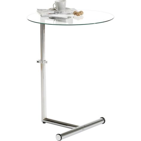 Table d'appoint LEONIE Chrome/Verre transparent