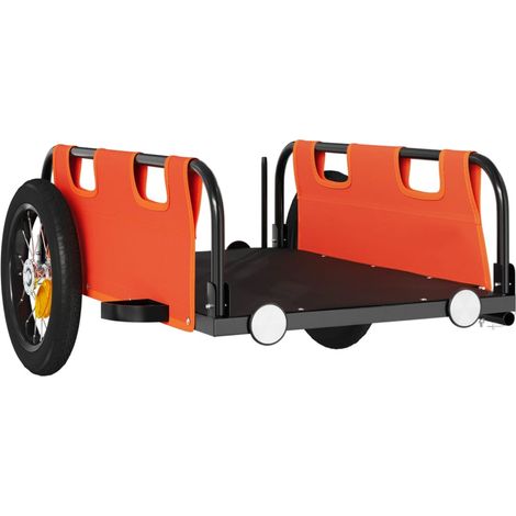 Rimorchio/carrello per bicicletta in tessuto Oxford arancione con finitura in ferro 020044197