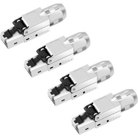 Lot de 4 fiches réseau CAT 7 RJ45 sans outil - Connecteur LAN sans outil - Compatible avec câble réseau Cat 7,6a 6 - Connecteur Ethernet jusqu'à 10 Gbps - Transmission de signal stable 1000 m (1/4)