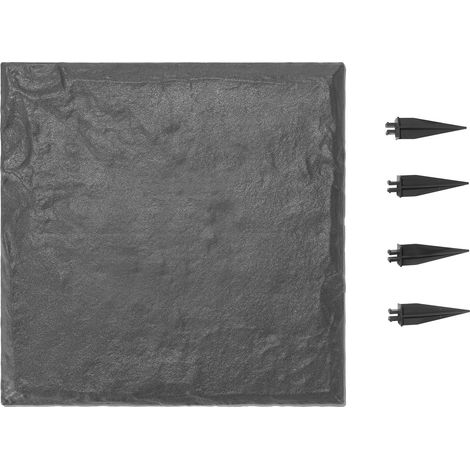 VEVOR Pierres de Marche Jardin, 4 PCS, Dalles de Pas Jardin, 39,5x39,5 cm, Aspect Pierre Naturelle en Resine PC ABS, avec Piquets de Sol, Paves pour Allee Chemin Exterieure, Pelouse, Terrasse, Gris