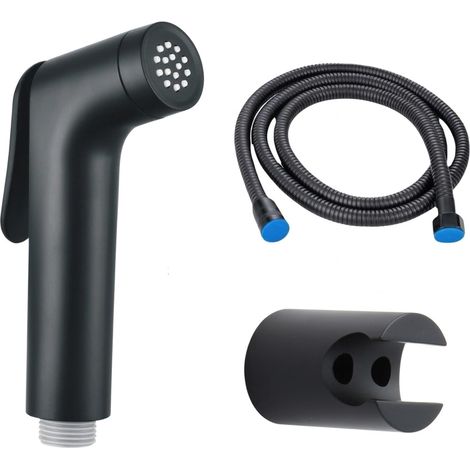 Pommeau de douche mobile pour camping, avec tuyau de 1,2 m, alimentation en eau réglable, ABS, chromé, compact, portable, pour camping-car, vanlife et extérieur (noir) (1/5)