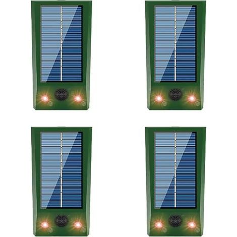 Répulsif solaire 4x pour animaux (chats, chiens, oiseaux, écureuils, ratons laveurs, lapins, renards, cerfs, etc.) avec détecteur de mouvement LED (1/5)