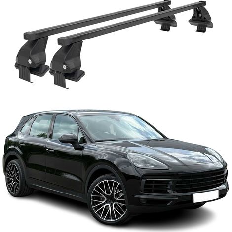 OMAC Dachträger Querträger Stahl für Porsche Cayenne III 2019-2026 – Abschließbar – City-Crash-getestet – DIN 75302:2019 – ISO/PAS 11154:2006 – Max. 50 kg Schwarz (1/5)
