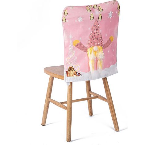 dekorative Zwergen-Stuhlhussen aus weichem Polyester für Esszimmerstühle mit Beleuchtung, Küchenbankett, Rosa (1/5)