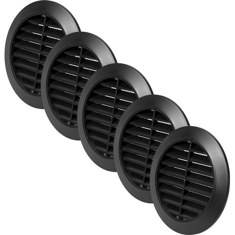 5er-Pack – Lüftungsgitter – Lüftungsabdeckung – Integriertes Insektenschutzgitter – Für Bad und Büro – Schwarz – 80 mm x 106 mm (1/5)