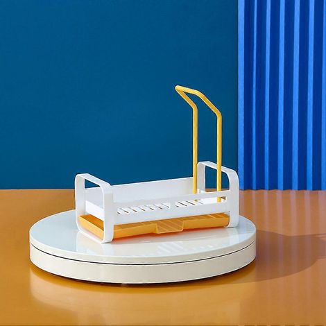 Porte-éponge avec bac de récupération pour évier de cuisine, chariot de rangement pour éponge et chiffon de nettoyage, brosse à récurer.