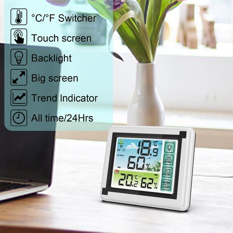 Thermohygromètre sans fil intérieur/extérieur, surveillance de la température et de l'humidité, horloge météo, hygromètre numérique (1/5)