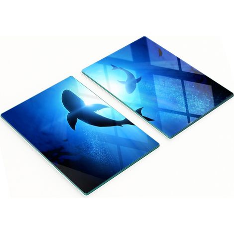 Pannelli decorativi multifunzionali in vetro con stampa "Due squali" 2x40x52 cm (1/5)