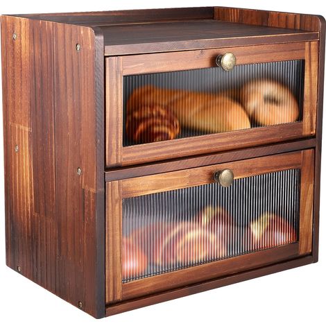 Boîte à pain, Design en bois, Rangement à deux niveaux, B, A-a (1/2)