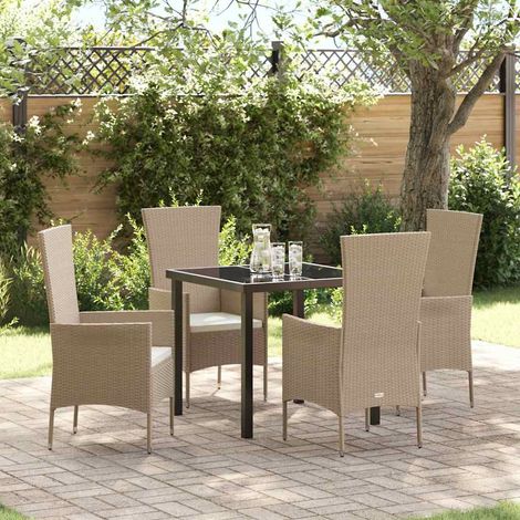 Ensemble de salle à manger pour jardin 5 pcs-Salon de jardin Beige polyrotin 517397 (1/5)