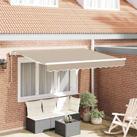 Ausziehbare Markise Beige 350 x 200 cm Stoff vidaXL (1/5)