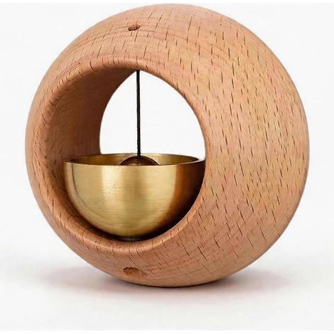 Clochette de commerçant pour l'ouverture de porte, sonnette magnétique en bois, carillon éolien pour porte, magasin, réfrigérateur, cadeau de pendaison de crémaillère (forme ronde) (1/5)