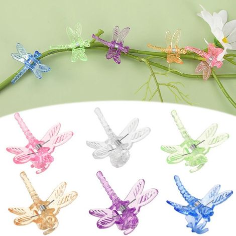 50 fermagli per piante a forma di libellula, colorati, ideali per legare fiori e piante rampicanti. (1/3)