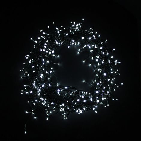 Guirlande LED 220V 10M 100LED IP44, 8 Modes - Câble vert, Blanc Froid - SILUMEN (1/5)