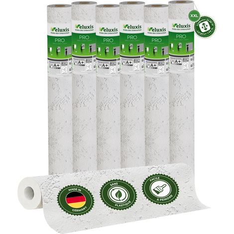 Veluxis® Papier peint intissé PRO 25,00 m x 1,06 m (texture spatule, lot de 6) – excellent rapport qualité-prix, idéal pour les grandes surfaces et les plafonds – Fabriqué en Allemagne