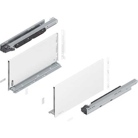 Blum Legrabox pure H F Schubladenschienen Set 1 Paar, 70kg 450mm Tip On Vollauszug, seidenweiß (1/5)