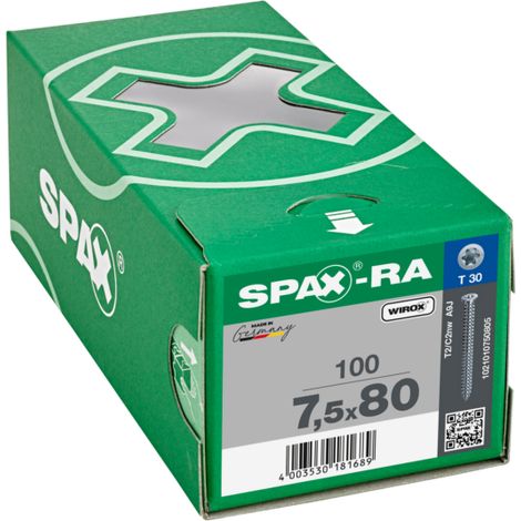 Anclaje para marcos R 89010 SEKO T-STAR plus 7,5x80-T30 galvanizado WIROX 100 unidades SPAX