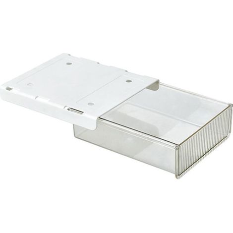 (Blanco, M) Organizador para debajo del escritorio, autoadhesivo, sin clavos, portalápices, para cocina/oficina/sala de estar/comedor, escritorio (1/3)