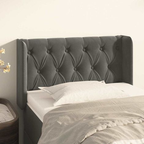 vidaXL Cabecero de terciopelo gris oscuro 83x16x78/88 cm (1/5)