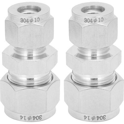 Raccord Réducteur À Compression En Acier Inoxydable 304 - Ø10 mm À Ø14 mm - Pour Tubes Hydrauliques Pneumatiques Et Oléohydrauliques - 1 Pièce (1/5)