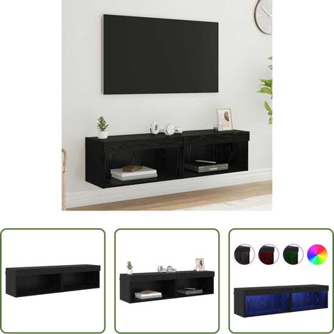 vidaXL Holzwerkstoff TV-Schrank - TV-Schrankset mit LED Schwarz Eichen-Optik Holzwerkstoff (1/5)
