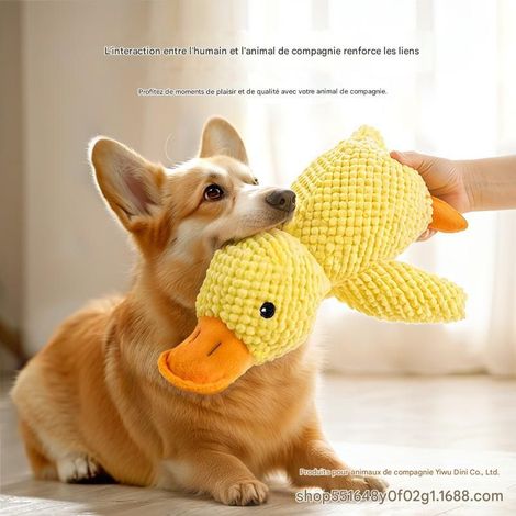 Ensemble de jouets pour chiens comprenant un canard couineur, une carotte en corde et un grand jouet de dentition interactif anti-anxiété. (1/5)