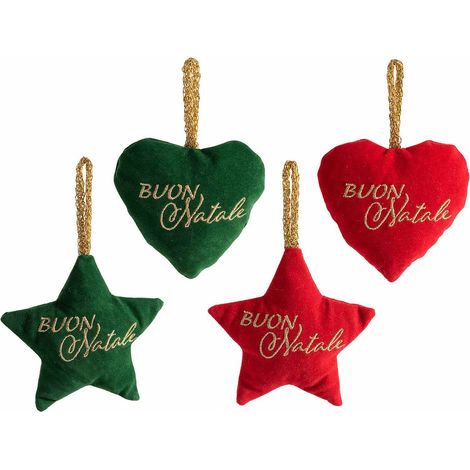 Sacchettini profumatori di Natale per armadi e cassetti a forma di cuore e stellina con scritta Buon Natale, set da 12 pezzi, Stella: cm 12 x 12 H